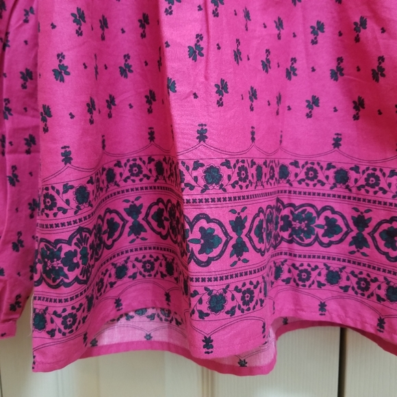 Mulberry Purple Border Print Boho Woven womens Top - Picture 4 of 9